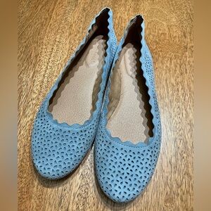 Violet & Red Blue Faux Suede Perforated Ballet Flats Size 7 Scalloped